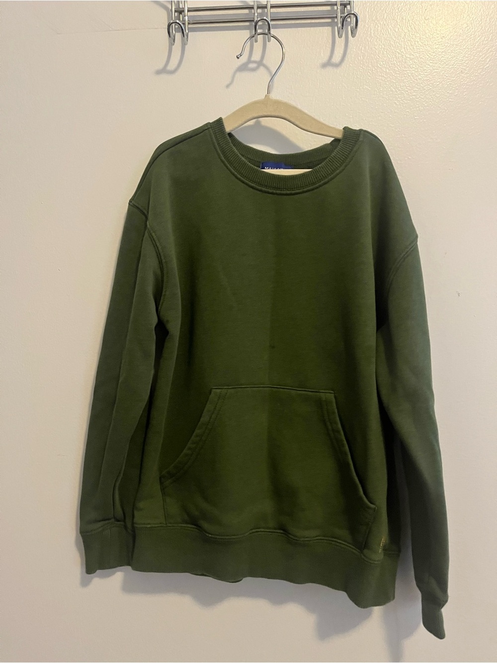 Kids Olive Green Pullover Crewneck Sweatshirt Hoodie